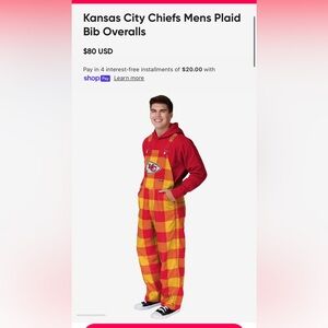 Checkered Kansas City NFL Football Plaid Bib Overalls
